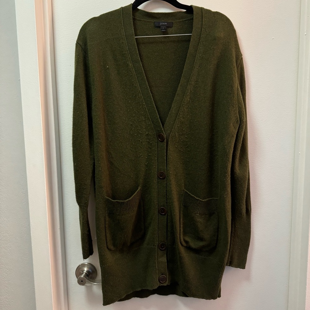 J.Crew Green Cardigan | Women’s Knit Sweater | Casual Chic / Layering Piece